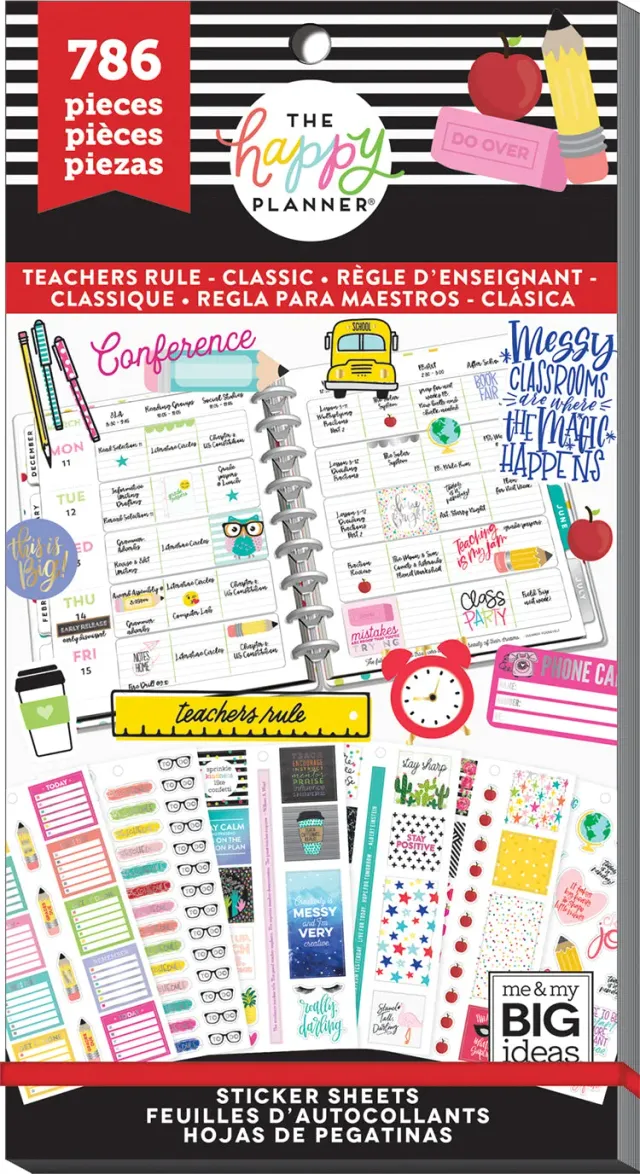 Happy Planner Teachers Rule autocollants Classic x786 maîtresse