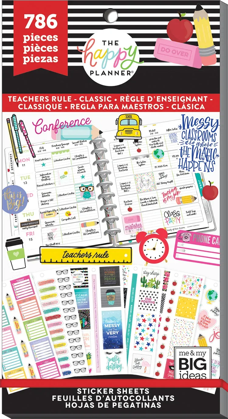 Happy Planner Teachers Rule autocollants Classic x786 maîtresse
