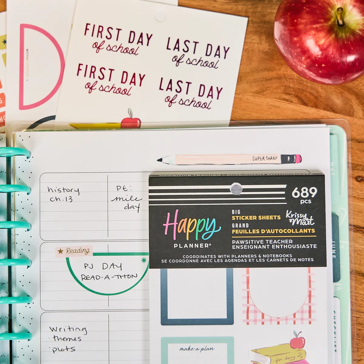 Happy Planner Pawsitive Teacher stickers big value pack 689 école