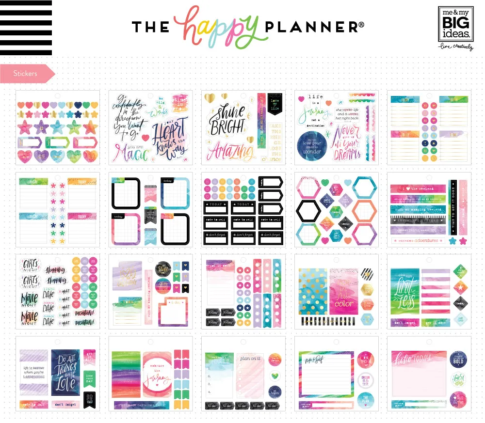 Happy Planner Watercolor pack accessoires stickers 301 aquarelle