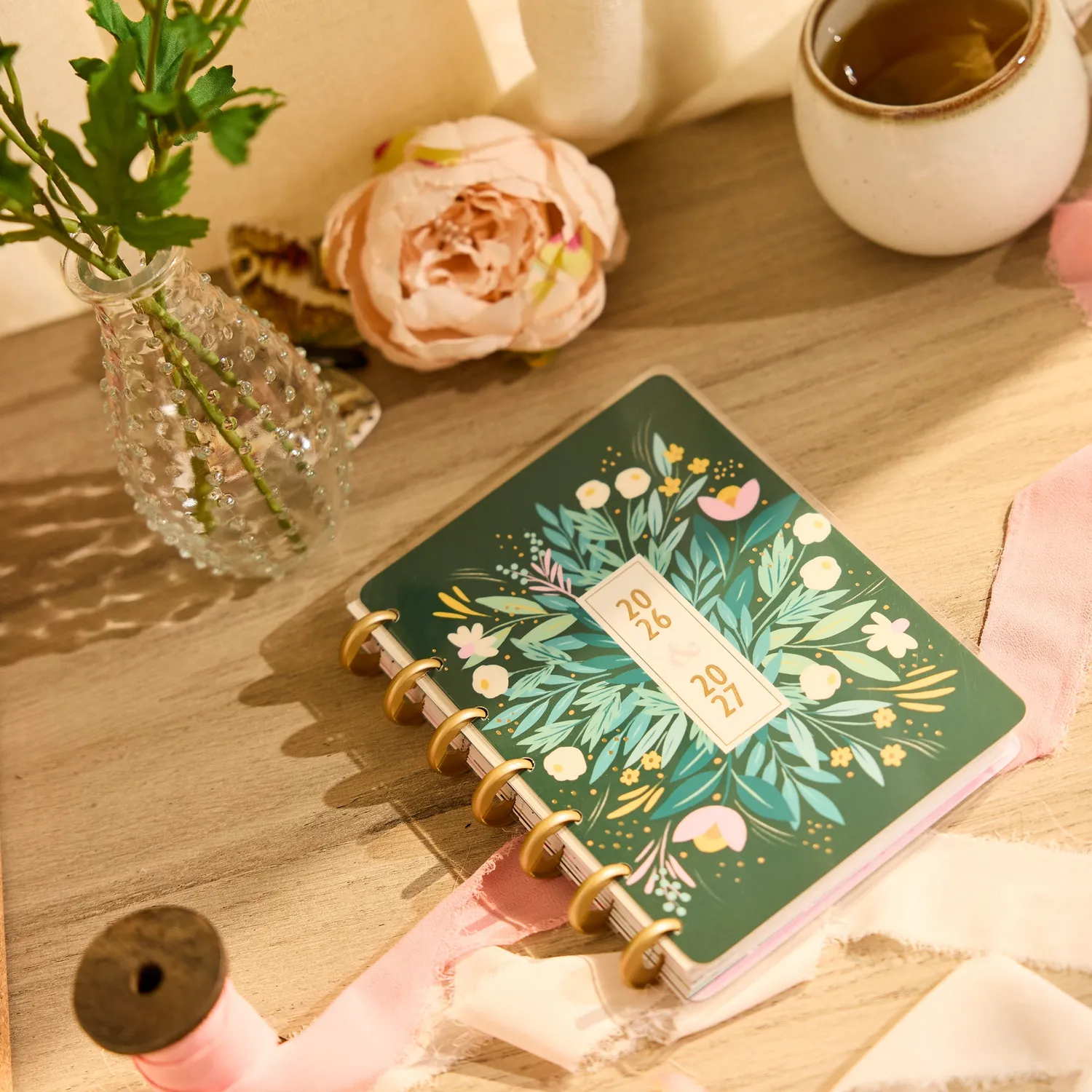 Happy Planner Floral Embrace 2026-2027 agenda Mini horizontal