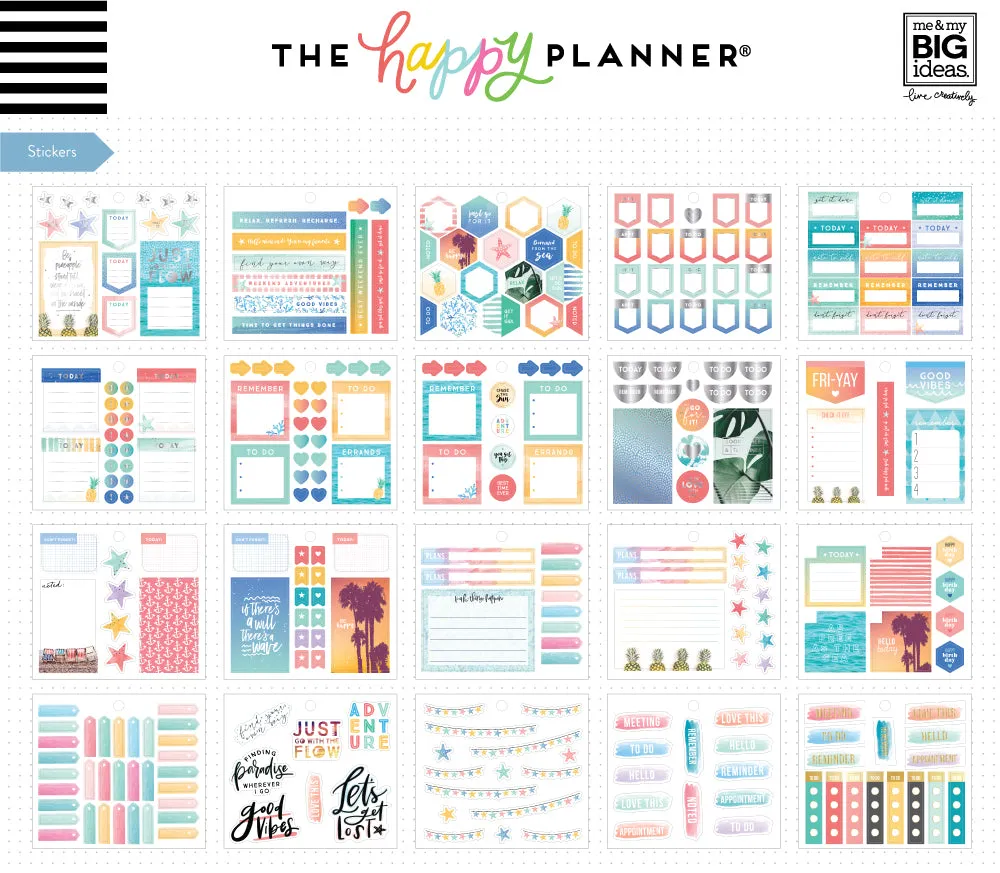 Happy Planner Beach Vibes pack accessoires 294 stickers notes