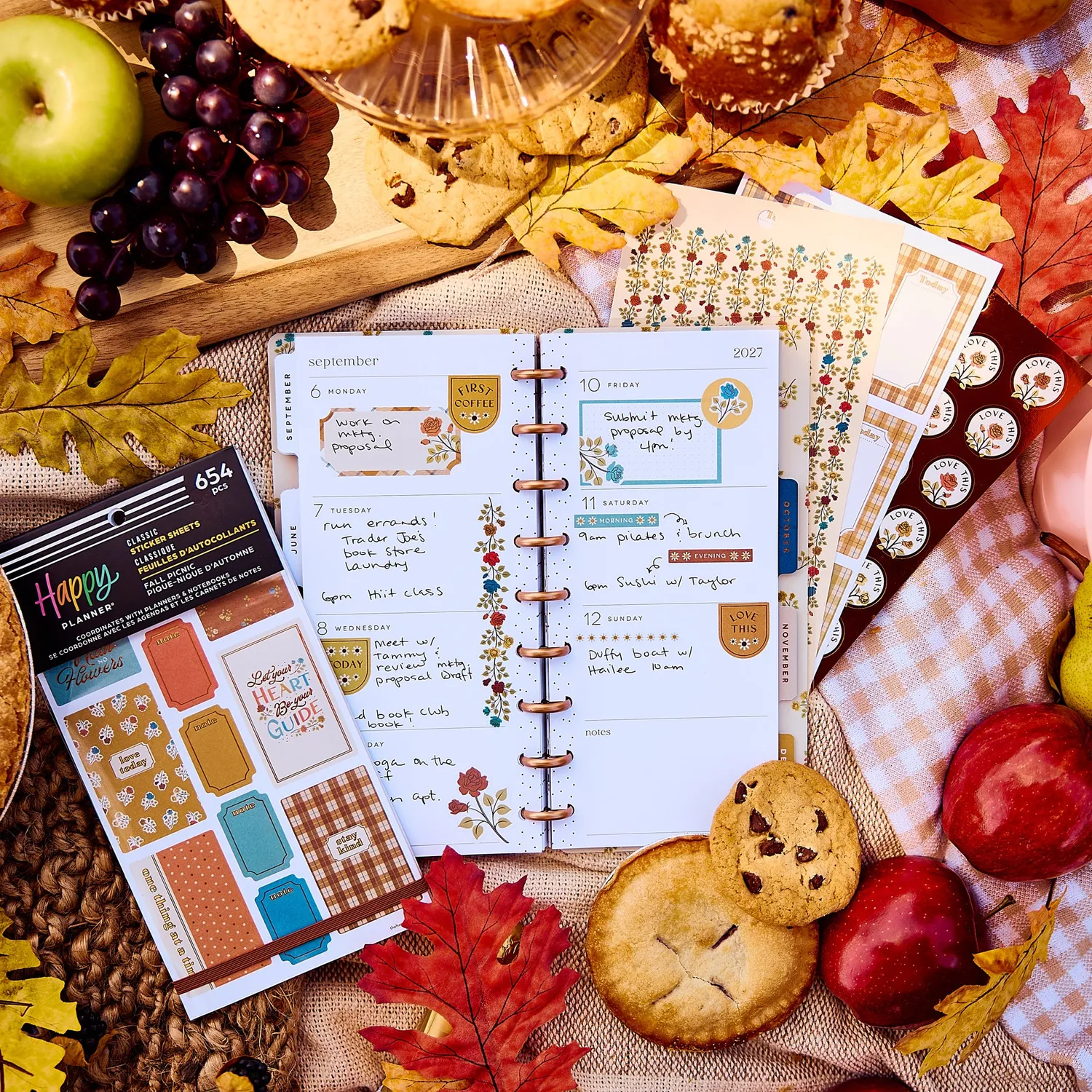 Happy Planner Fall Picnic stickers automne 30 planches