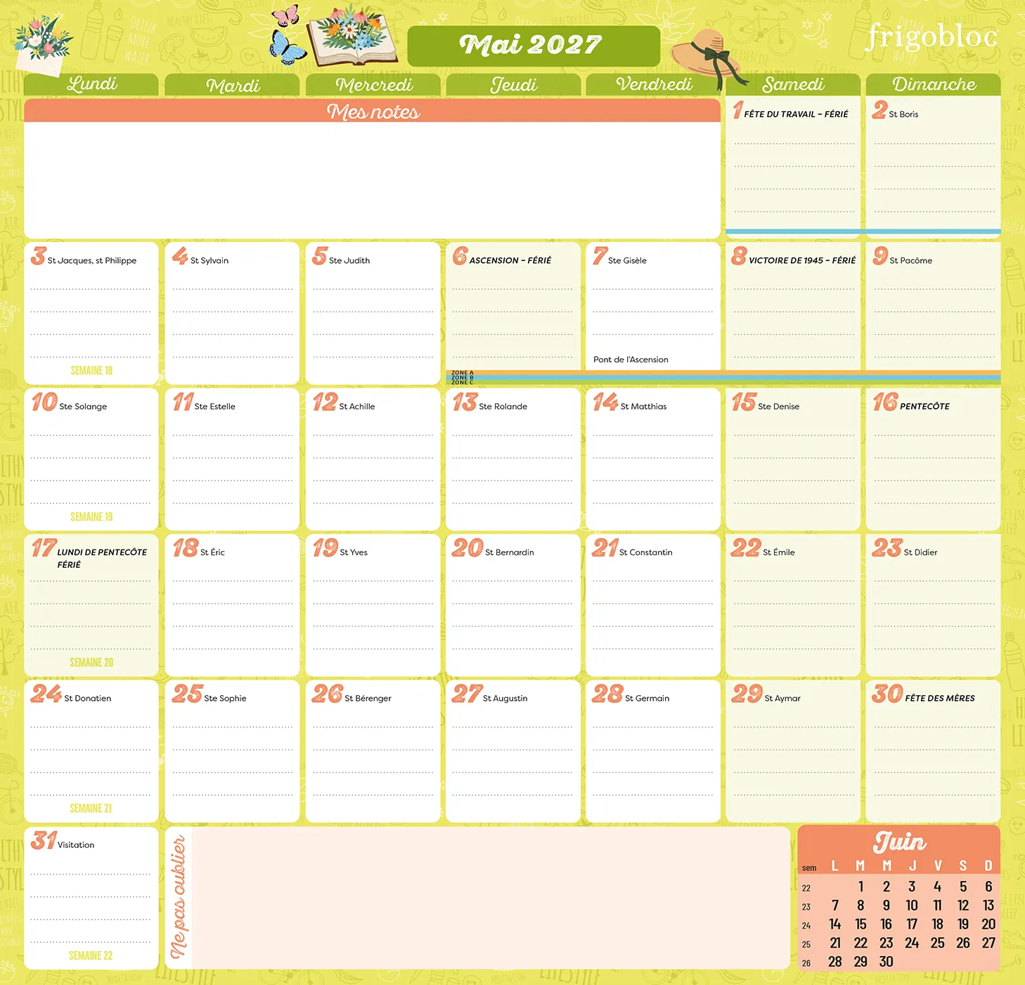 Frigobloc Starter pack calendrier organiseur familial 2027