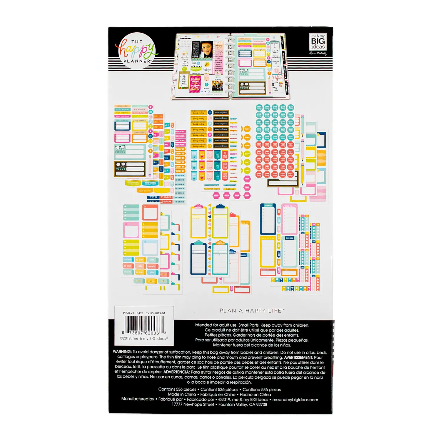 Happy Planner Teacher Productivity stickers snap-in 536 pièces
