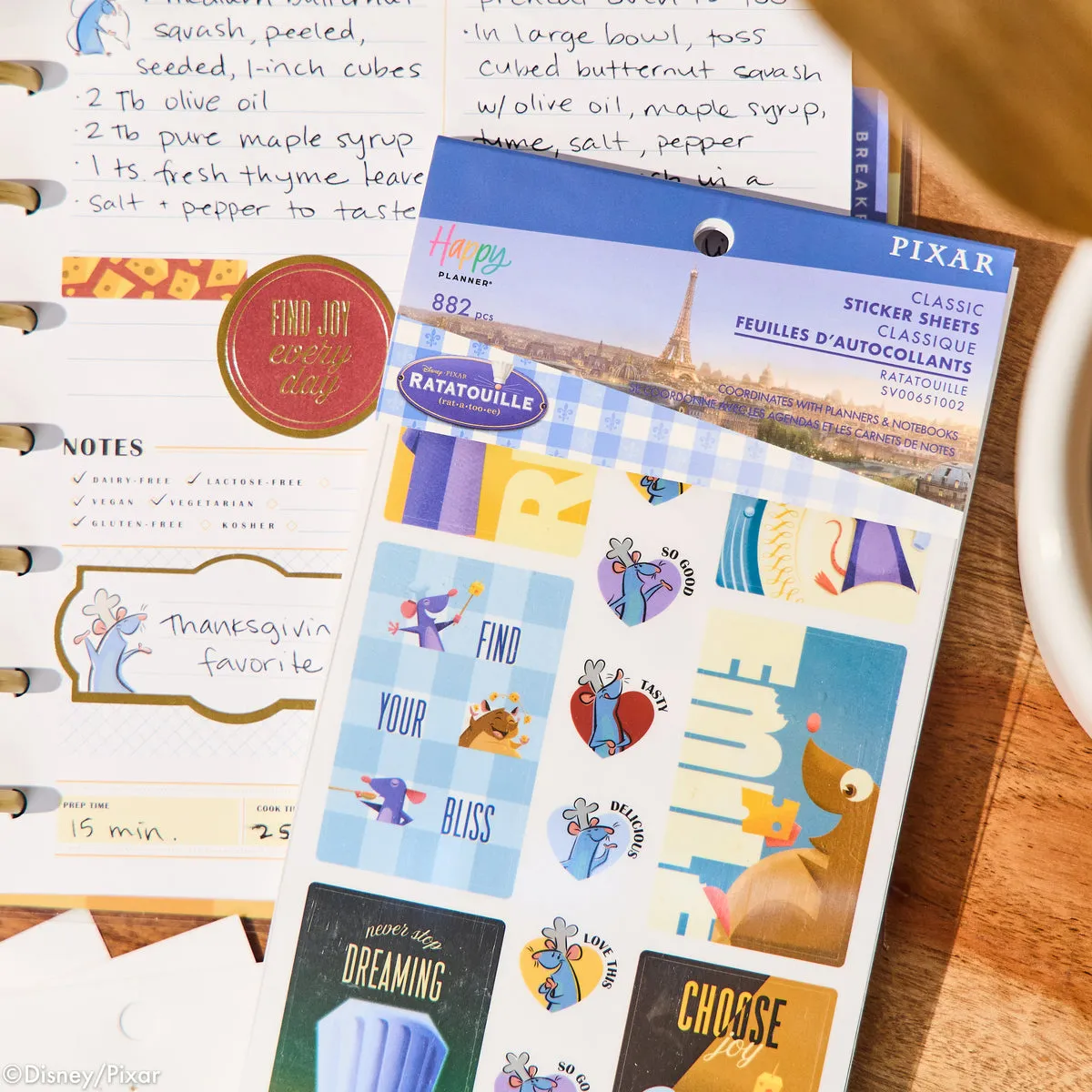 Happy Planner Disney Ratatouille carnet stickers 30 feuilles 882 pièces