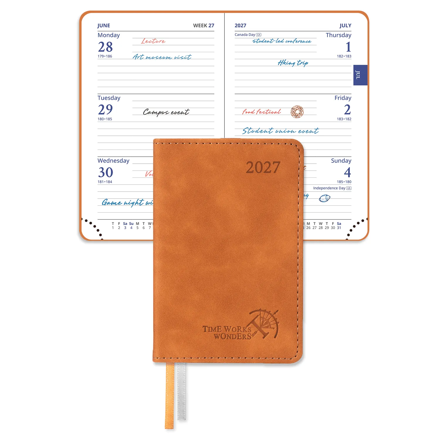 Poprun CELA7-27 mini agenda poche 2027 11,4x7,6 cm marron