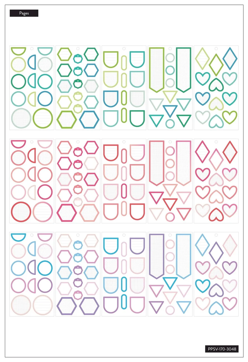 Happy Planner Colorful Shapes stickers Classic 384