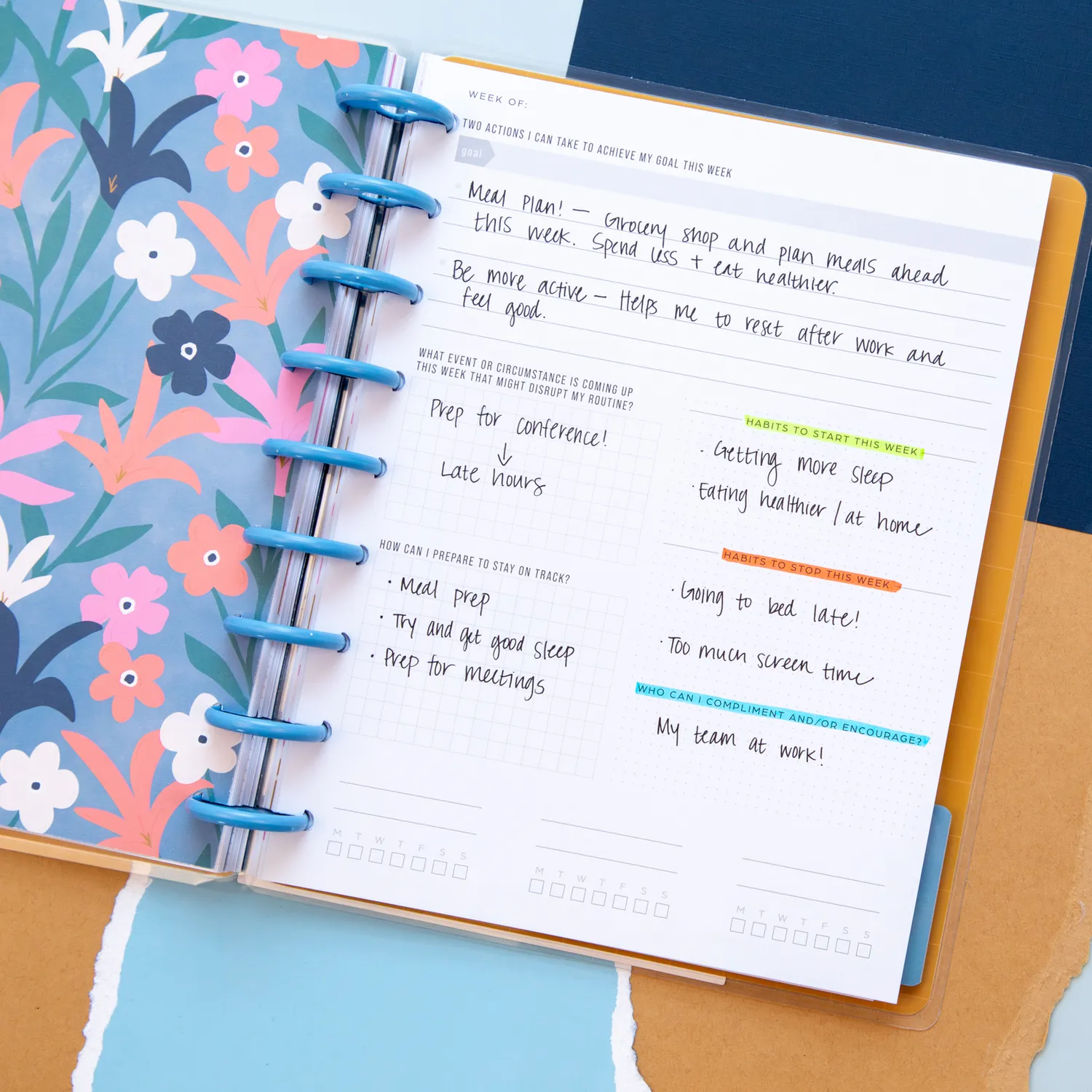 Happy Planner Bold Tiles Classic carnet fitness guidé 80 feuilles
