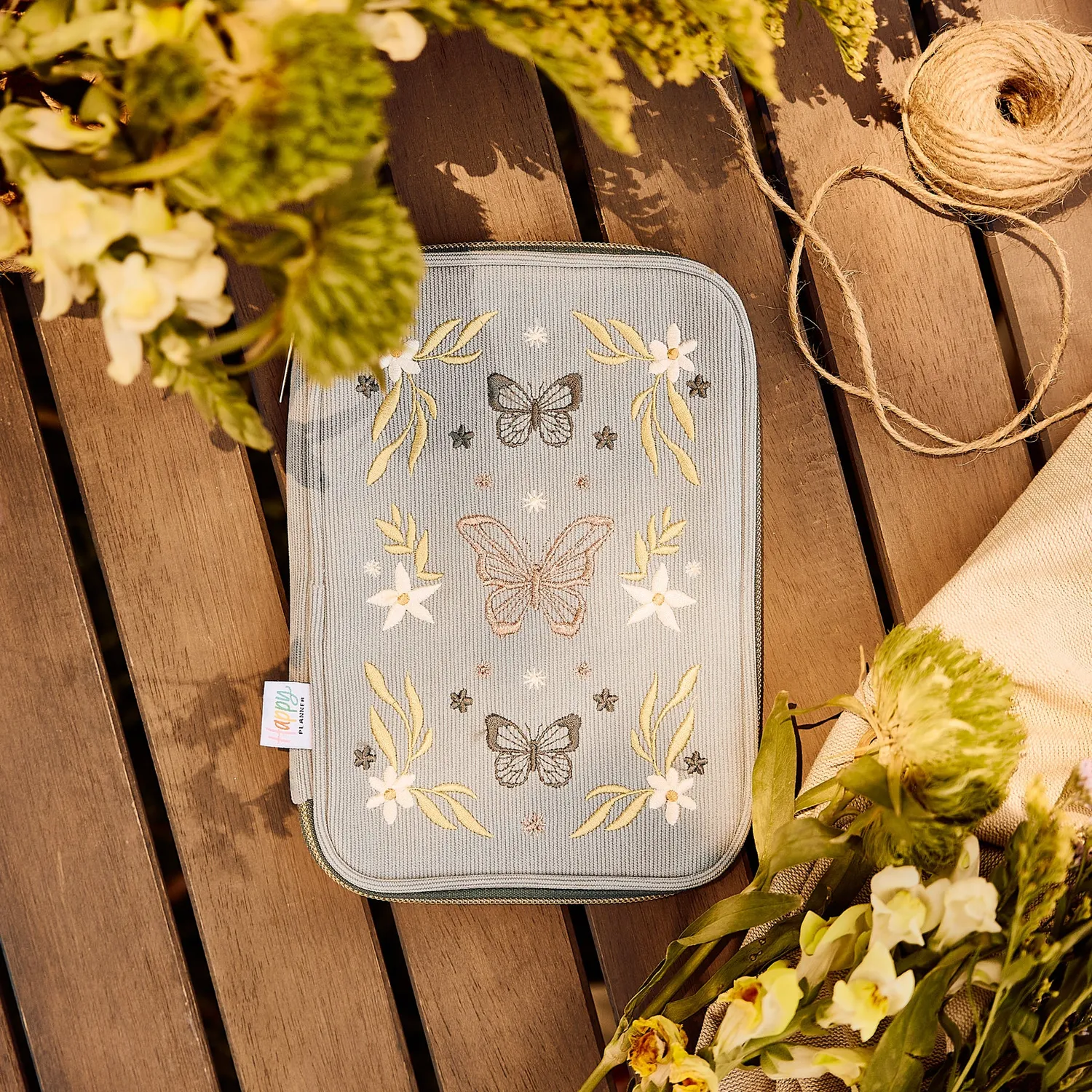 Happy Planner Wildflower Daydream trousse bleu velours brodé