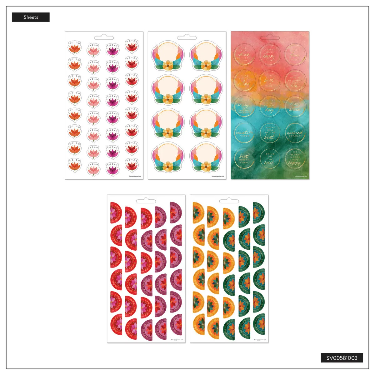 Happy Planner Floral Energy planches stickers fleurs 10 feuilles
