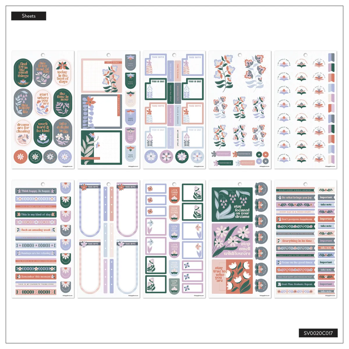 Happy Planner Petals Plans autocollants fleurs 590 pièces