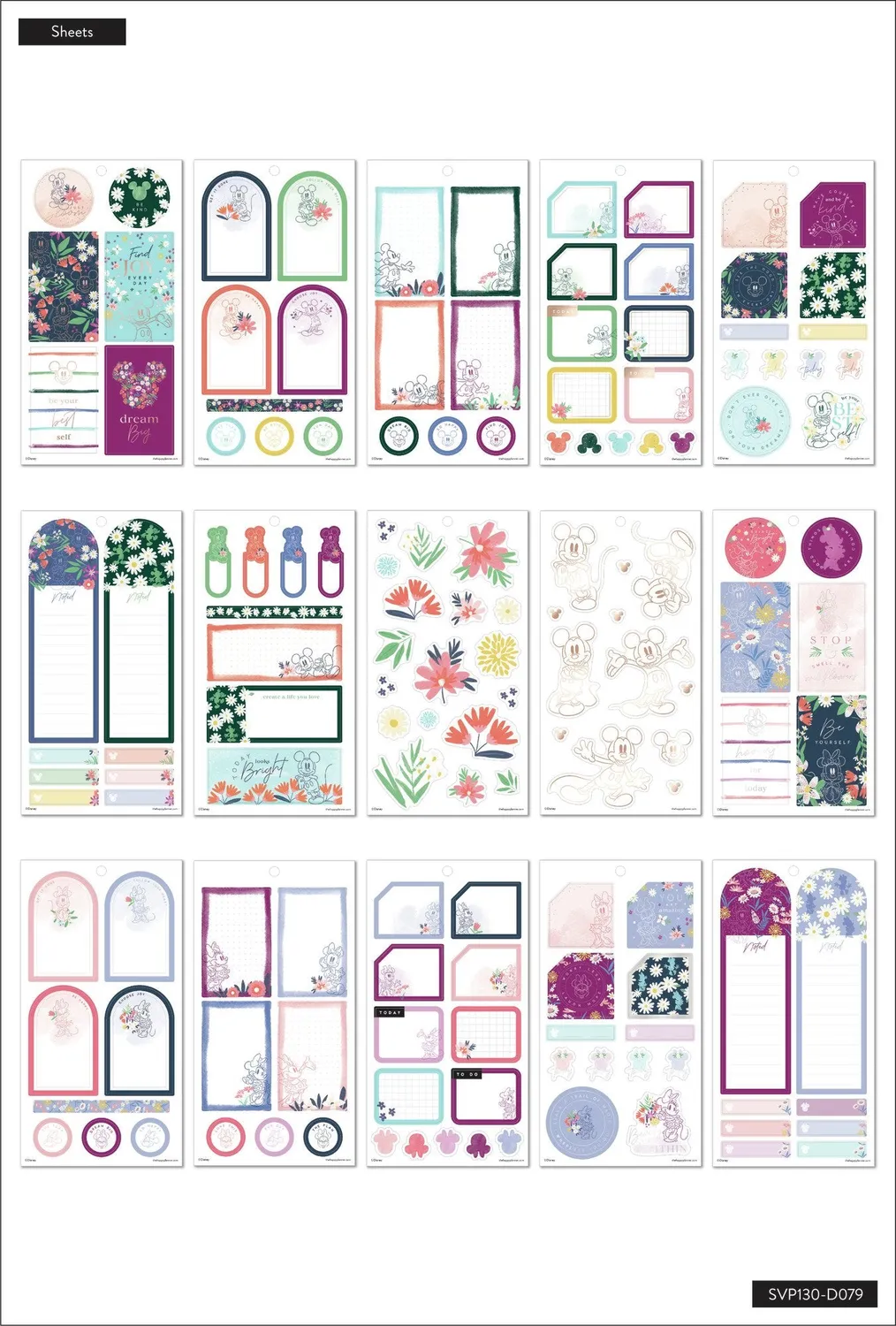 Happy Planner Disney Mickey Minnie Floral stickers 329 pièces