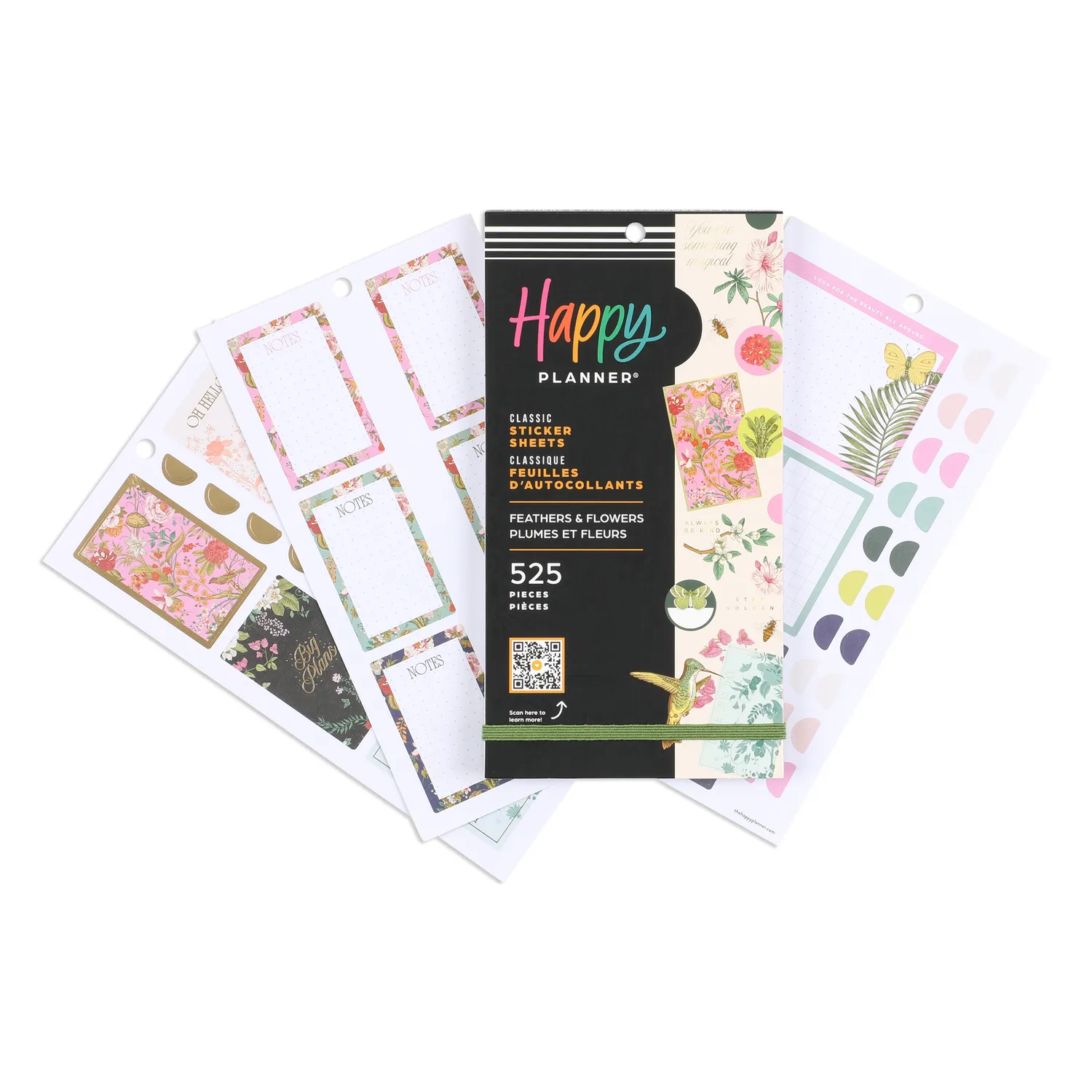 Happy Planner Feathers Flowers stickers dorés 525 pièces