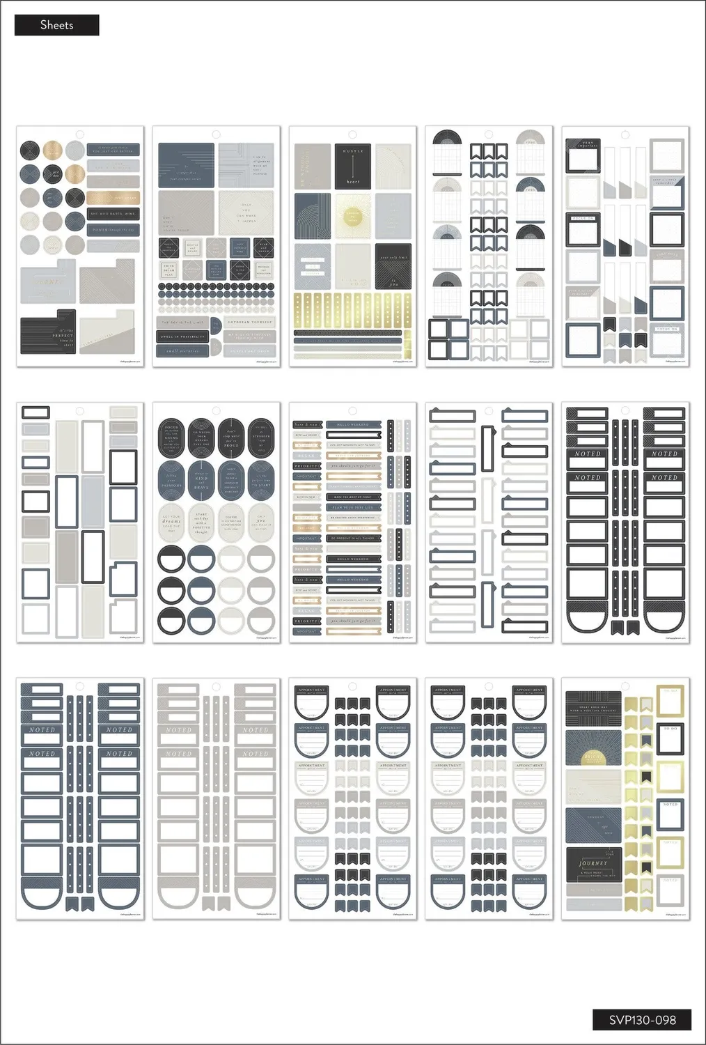 Happy Planner Align stickers Mini 30 planches 1096 pièces
