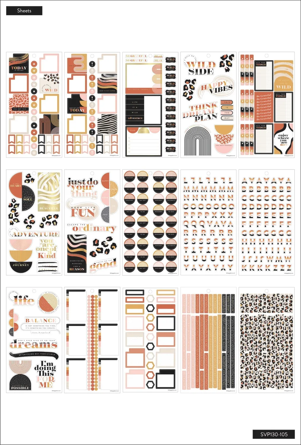 Happy Planner Modern Wild autocollants x929 imprimé animal