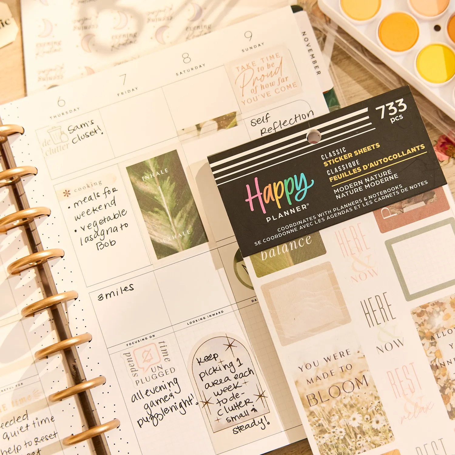 Happy Planner Modern Nature stickers neutres 30 feuilles
