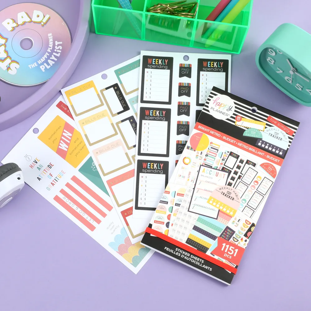 Happy Planner Bright Retro Budget stickers 1151 épargne