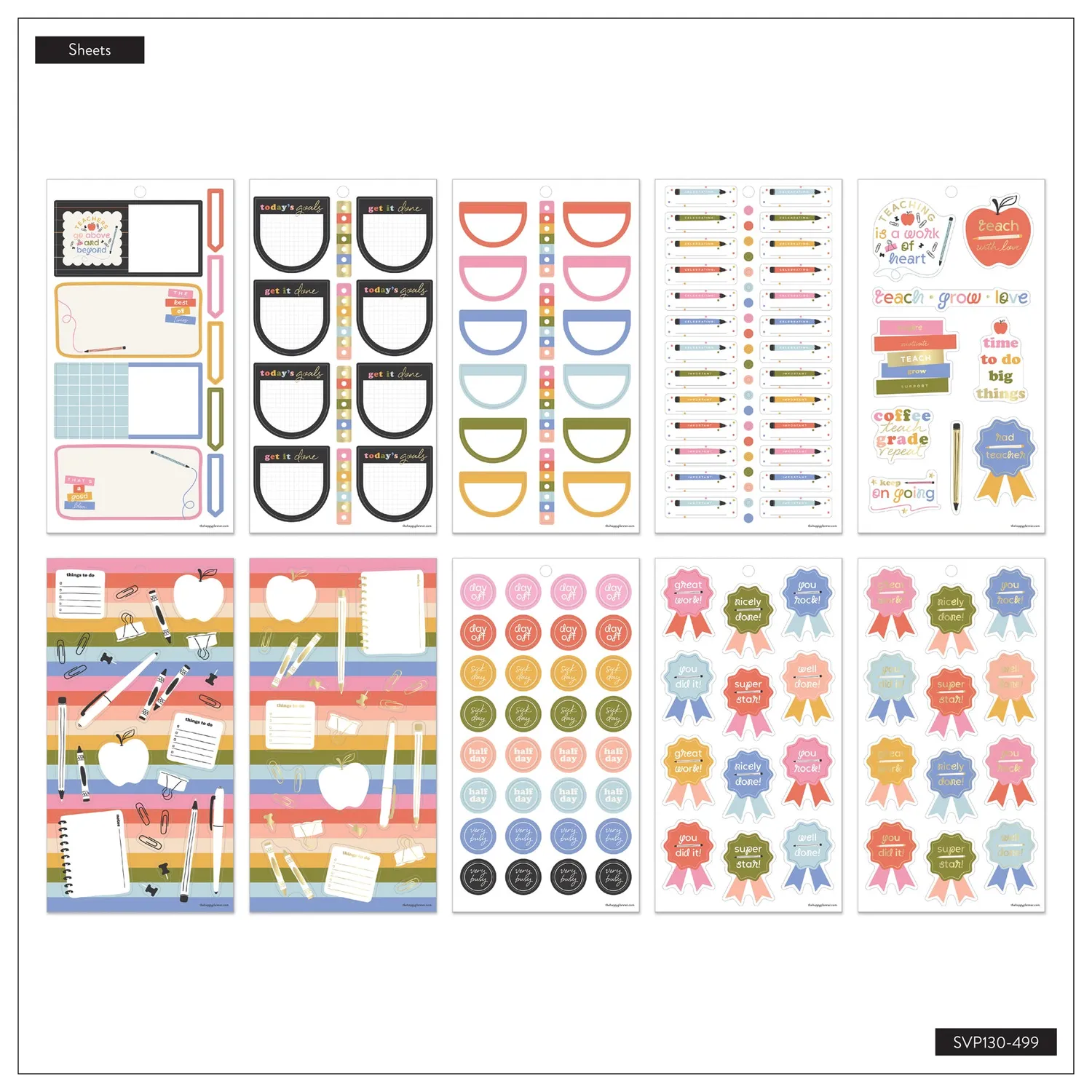 Happy Planner School Doodles stickers Big 30 feuilles rentrée