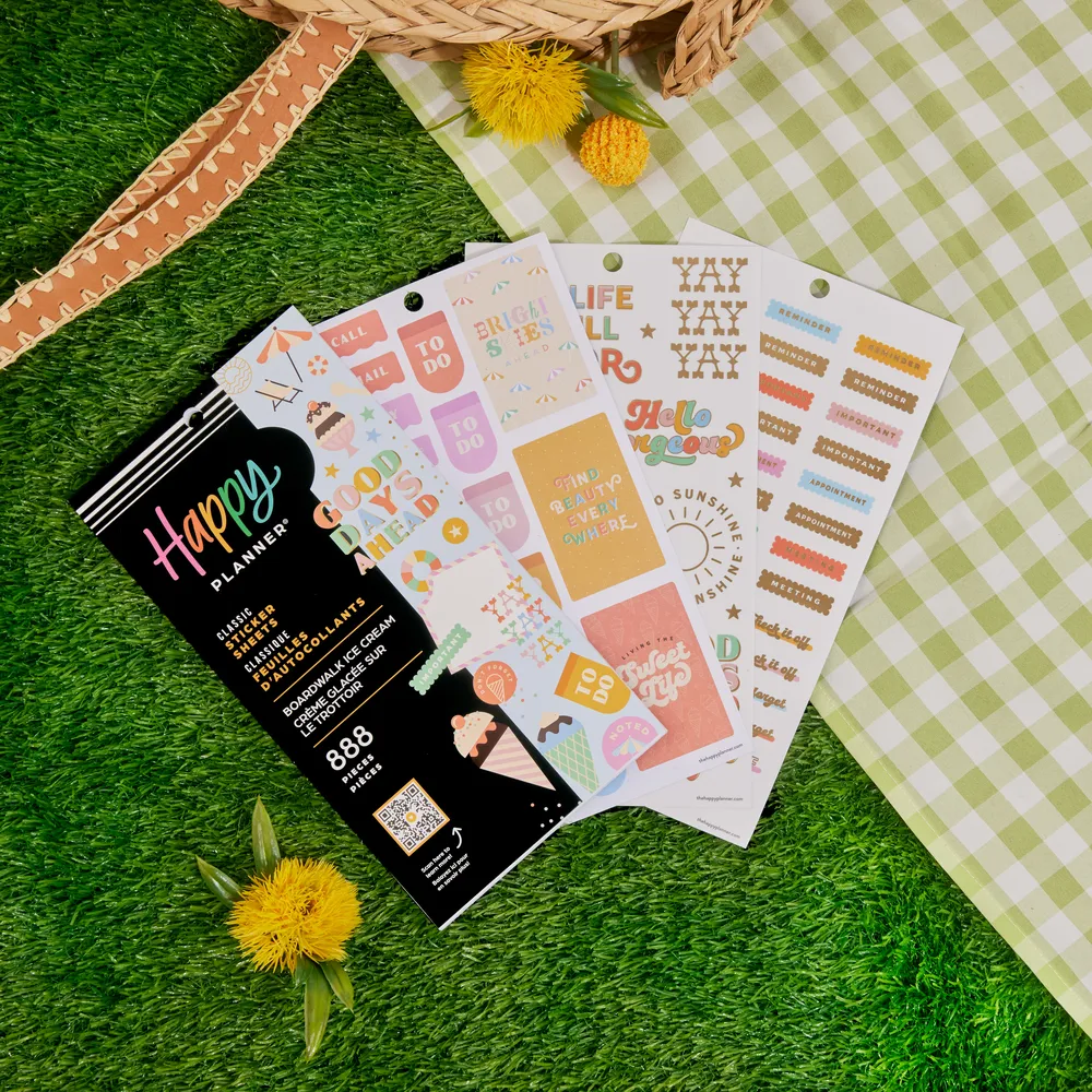 Happy Planner Boardwalk Ice Cream stickers 888 pièces