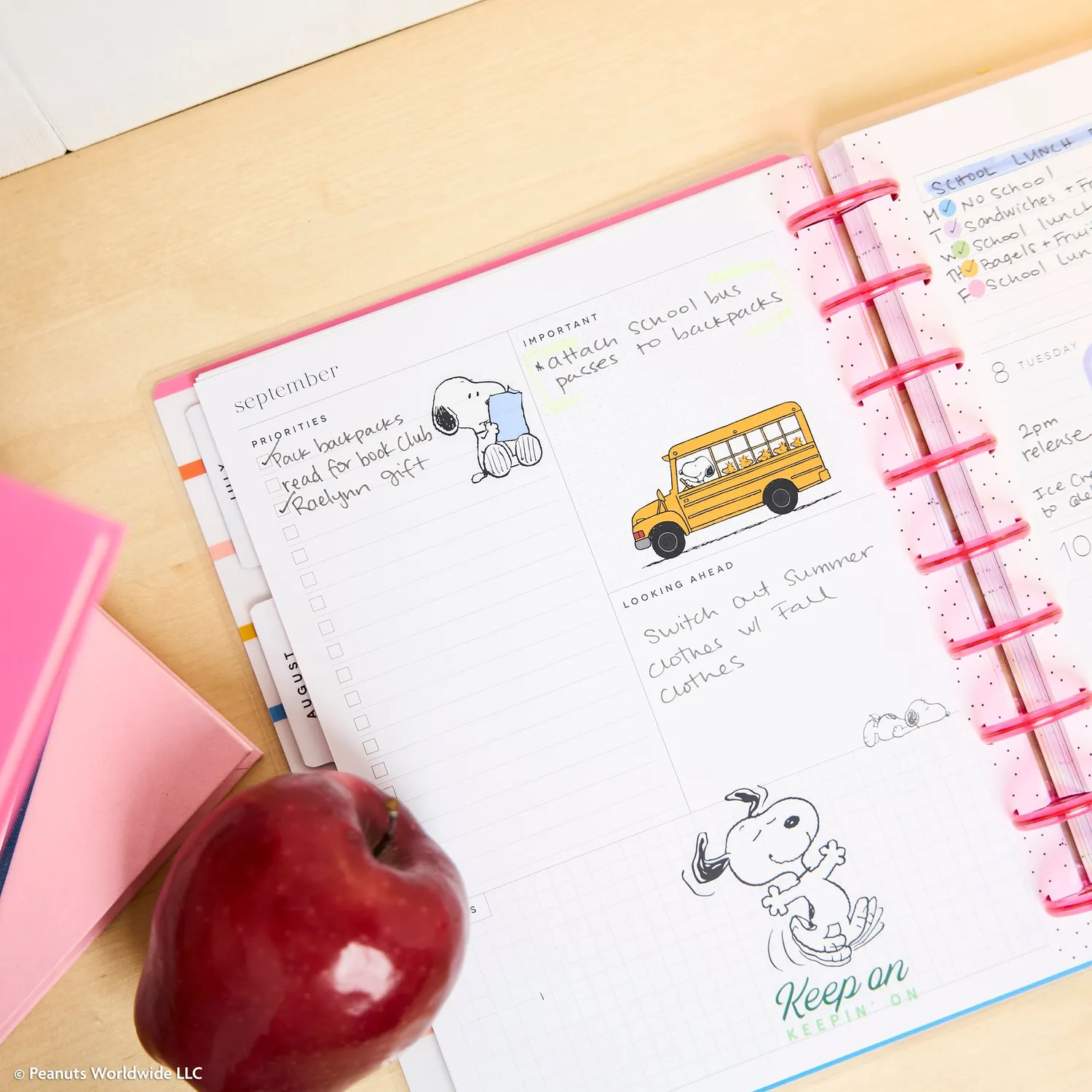 Happy Planner Peanuts 2026-2027 agenda Classic Dashboard 12 mois