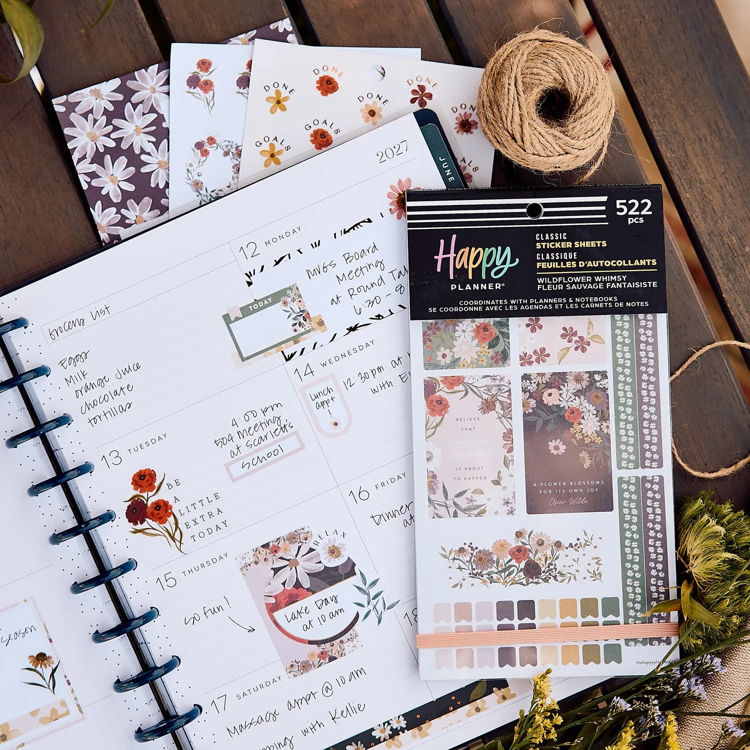 Happy Planner Wildflower Whimsy stickers value pack 30 feuilles floral