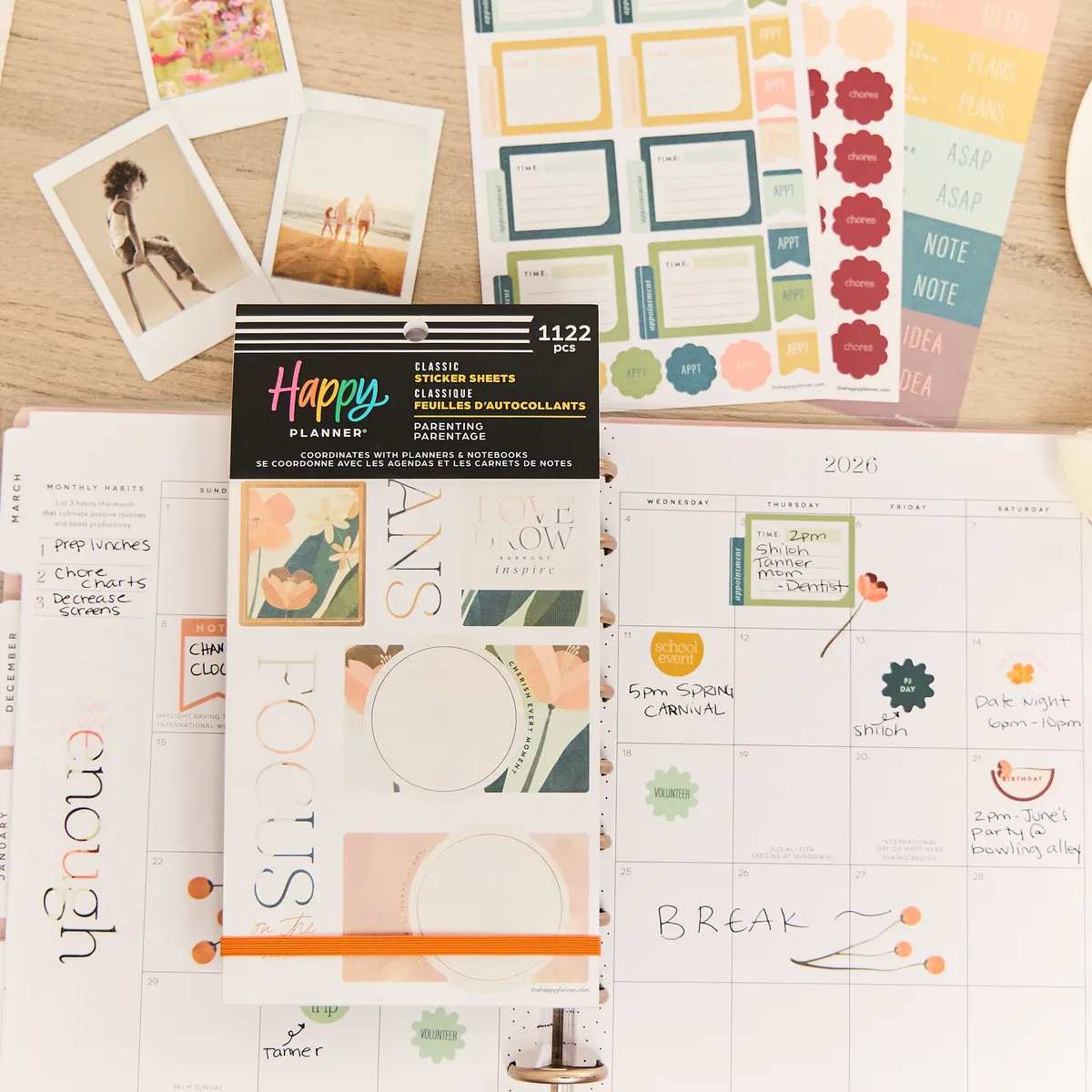 Happy Planner Pastel Canvas Parenting stickers famille 1122 pièces