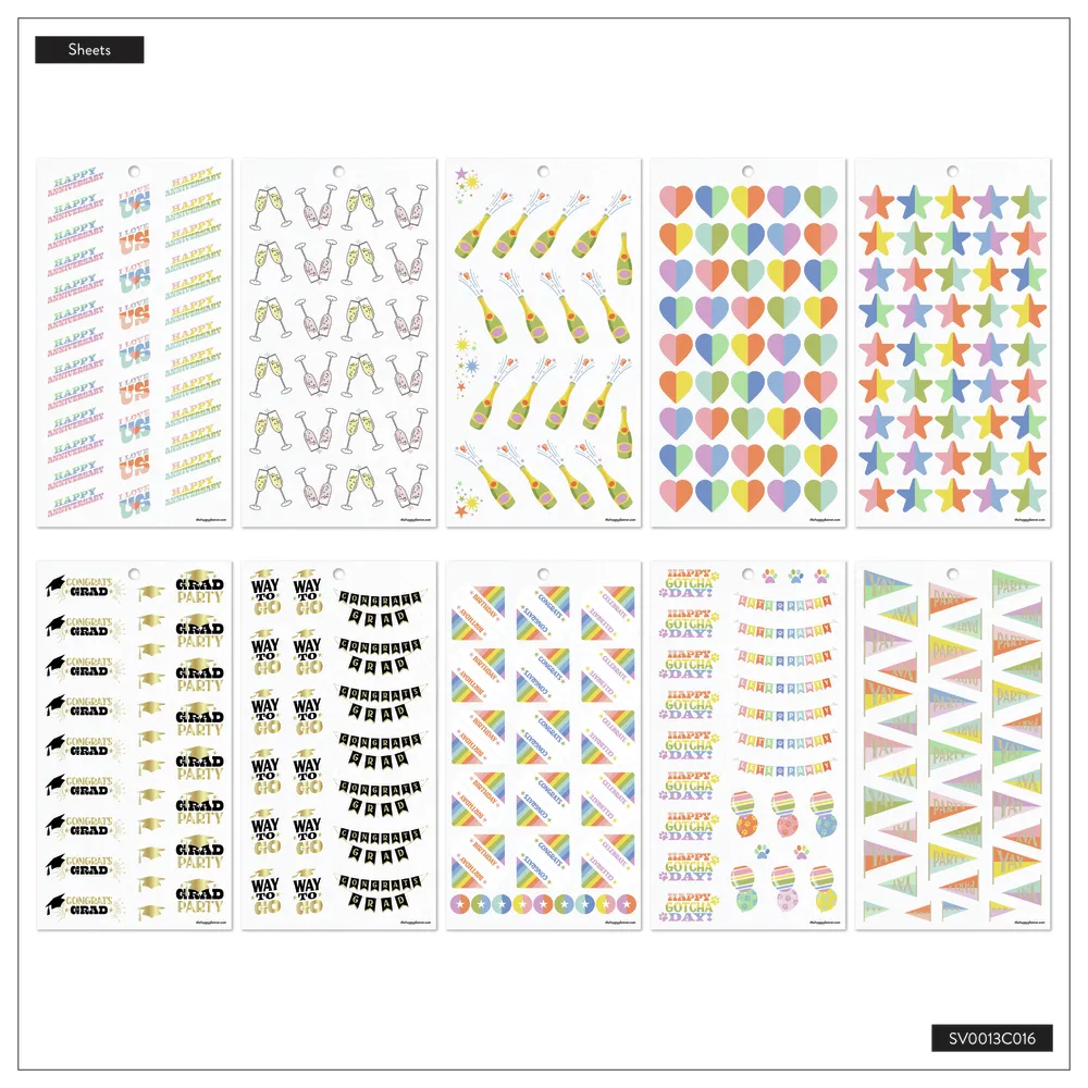 Happy Planner Celebrations autocollants 30 feuilles 822 fête