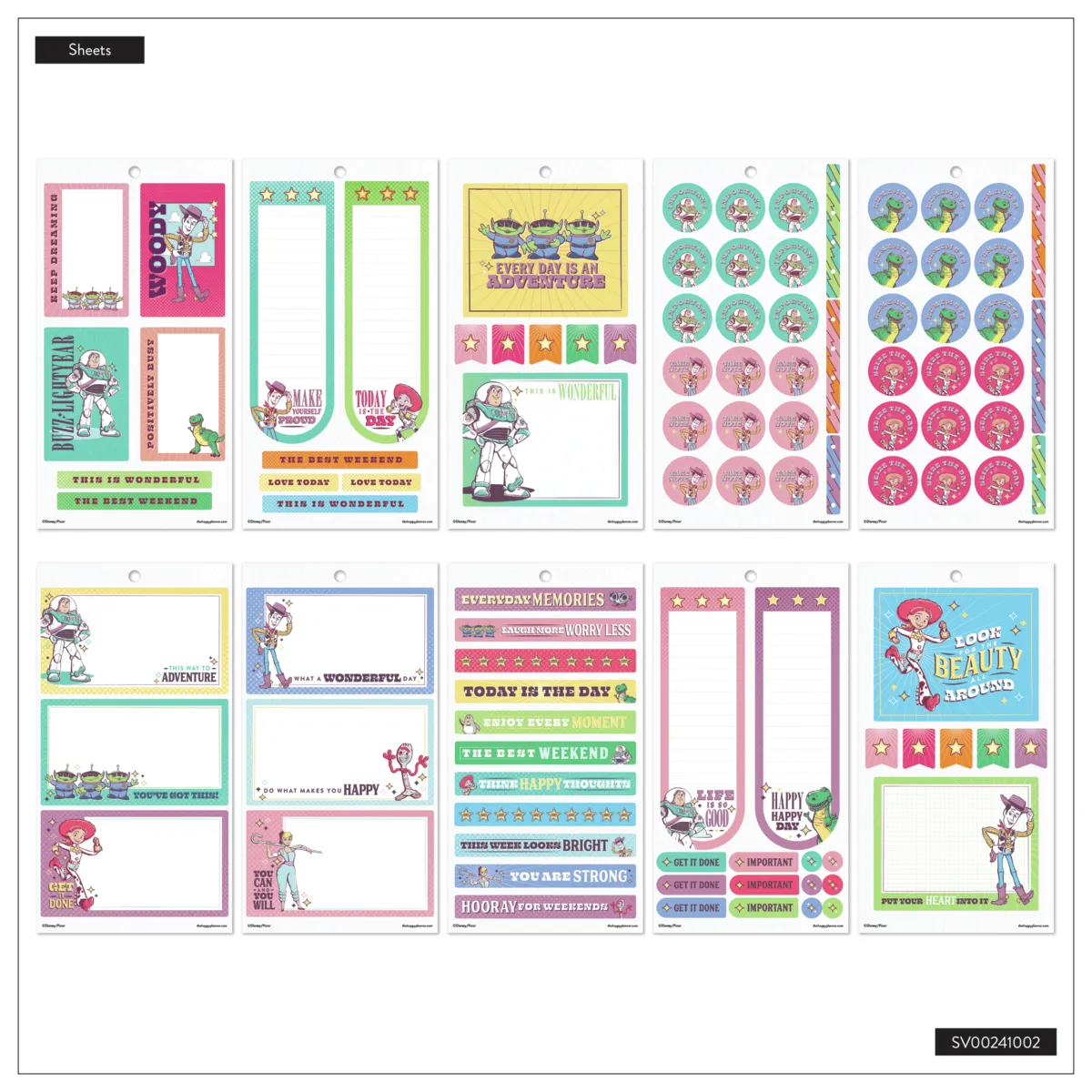 Happy Planner Disney Toy Story stickers big 30 planches 393