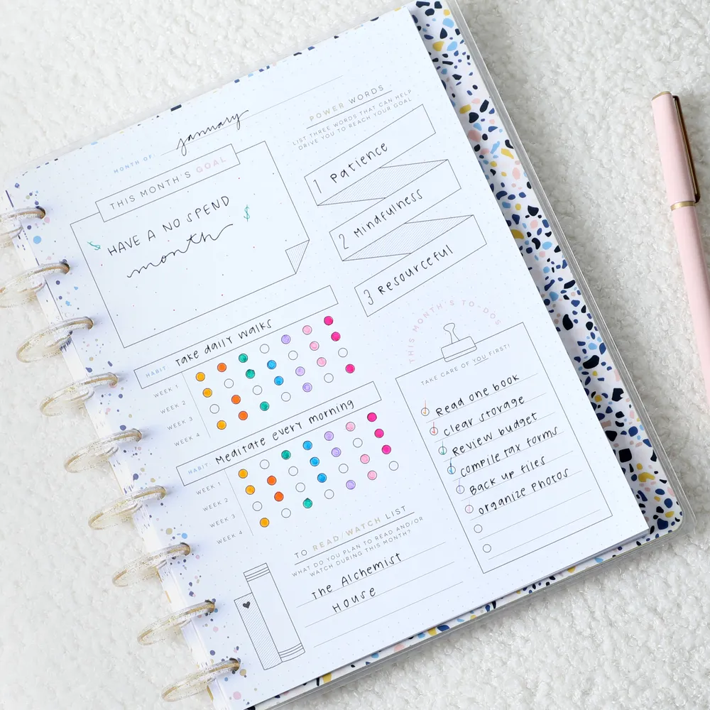 Happy Planner Hello Happy journal humeur guidé Classic jaune
