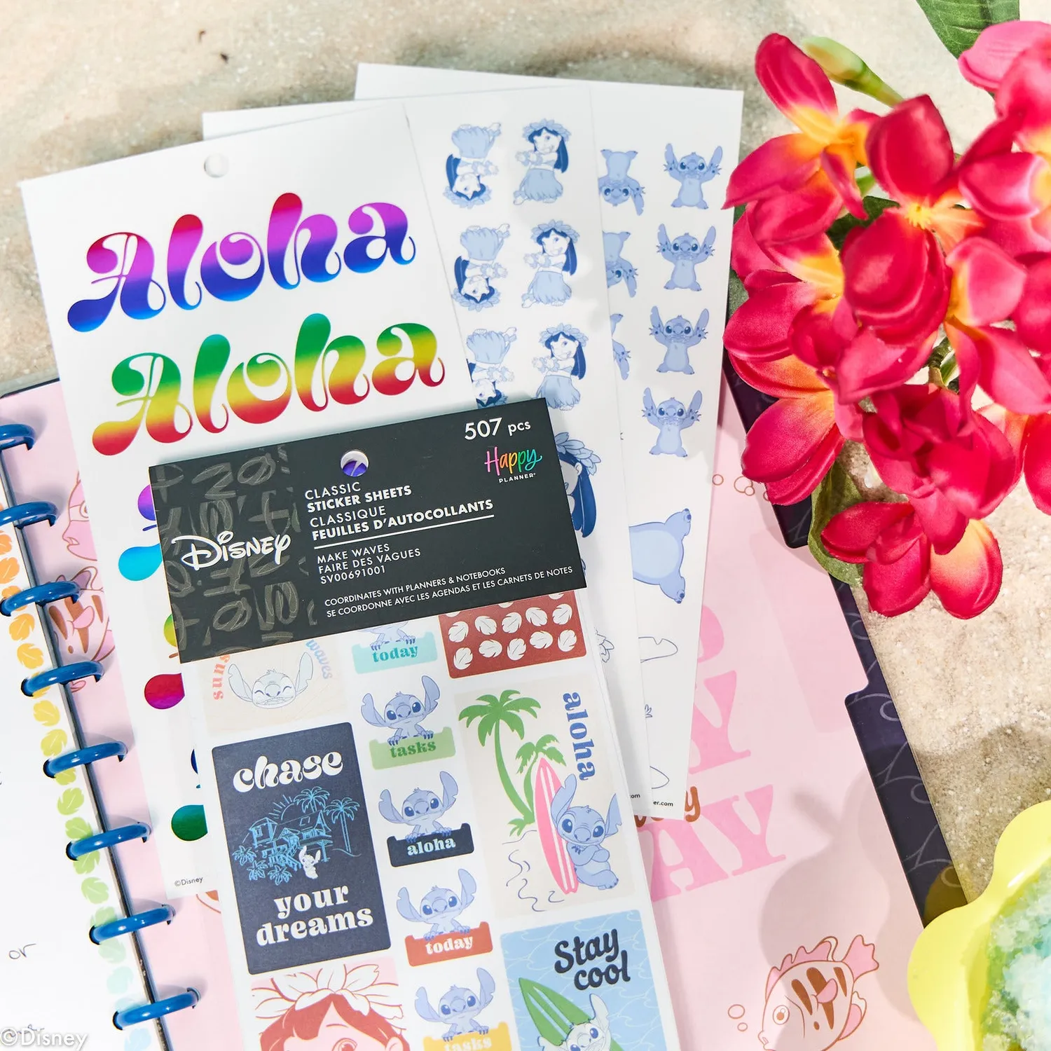 Happy Planner Lilo & Stitch Make Waves stickers tropical 30 feuilles