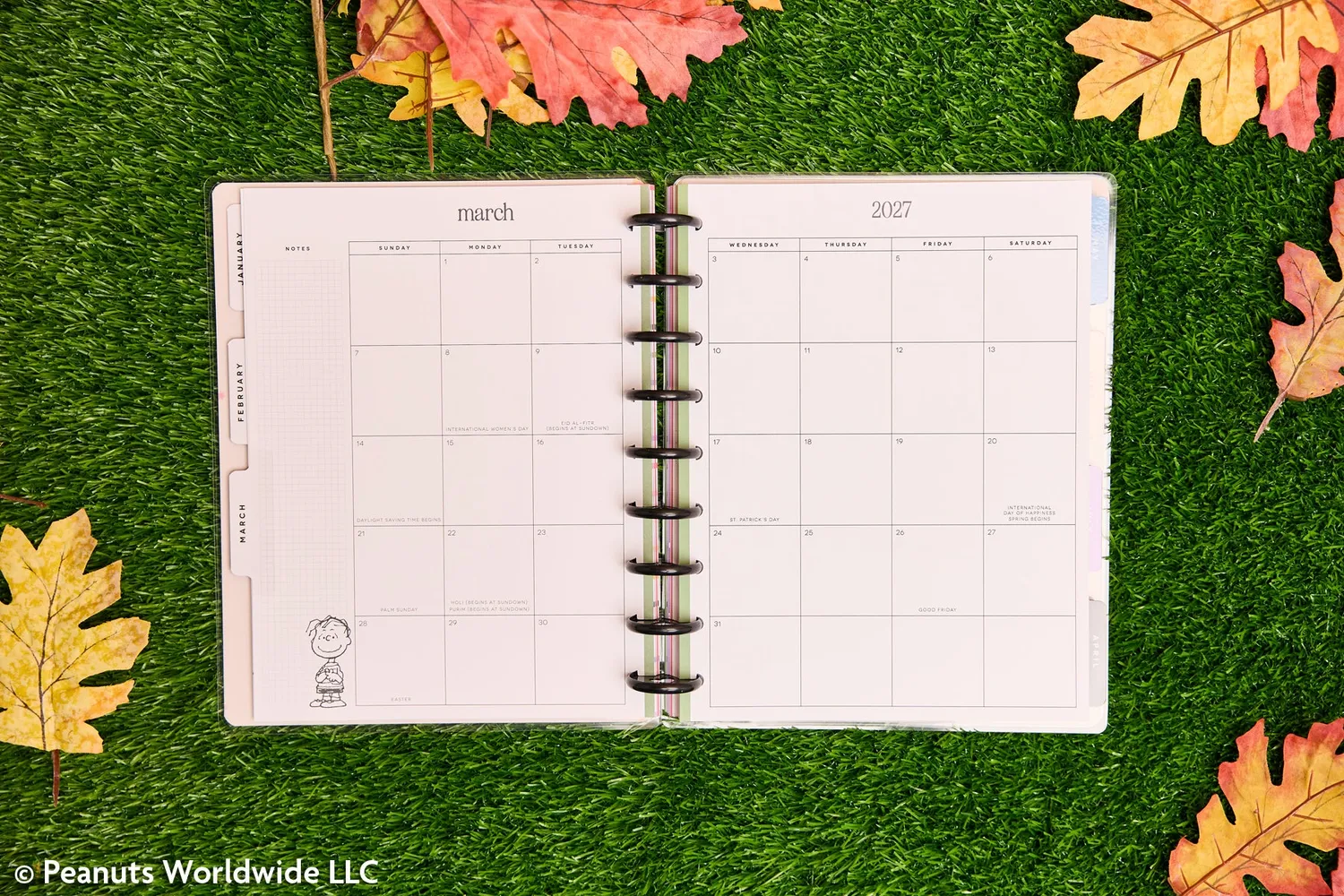 Happy Planner Peanuts 2027 agenda classique horizontale 12 mois