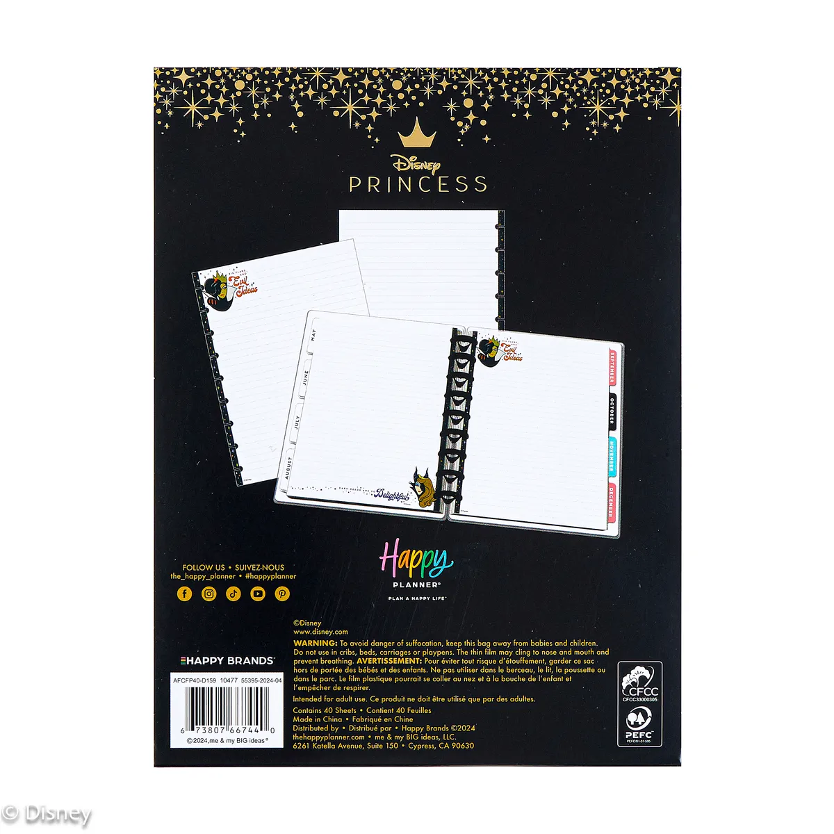 Happy Planner Disney Good vs Evil recharge papier Classic 40 feuilles pointillé