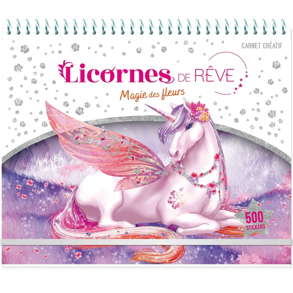 Licornes Magie des Fleurs carnet créatif stickers