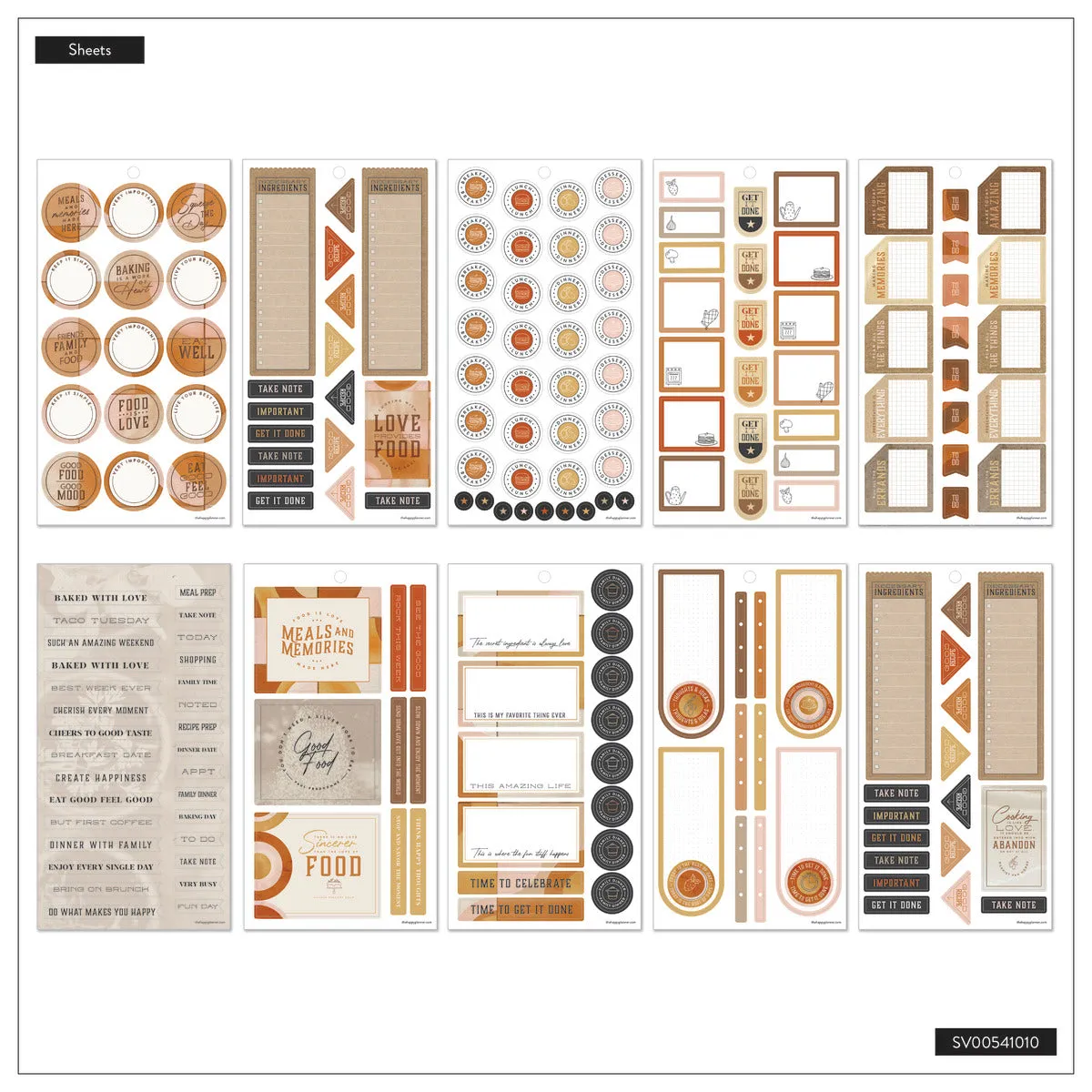 Happy Planner Rustic Roots stickers repas Classic 941 stickers