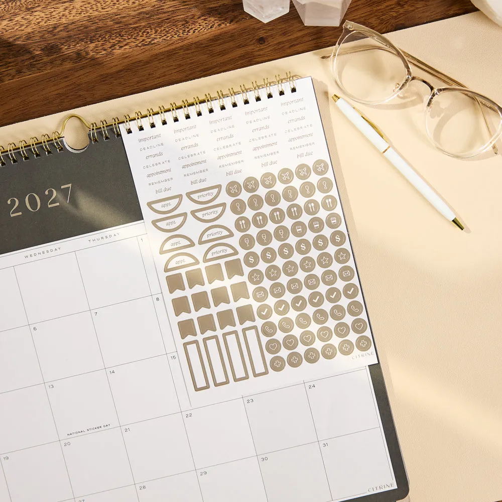 Happy Planner Citrine Midnight calendrier mural 2027 petit