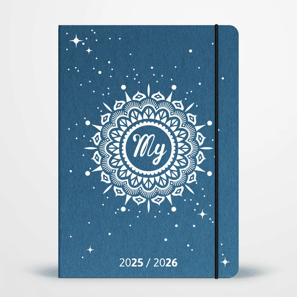 My365 My Agenda 2025/2026 agenda souple A5 bleu + jaquette camel