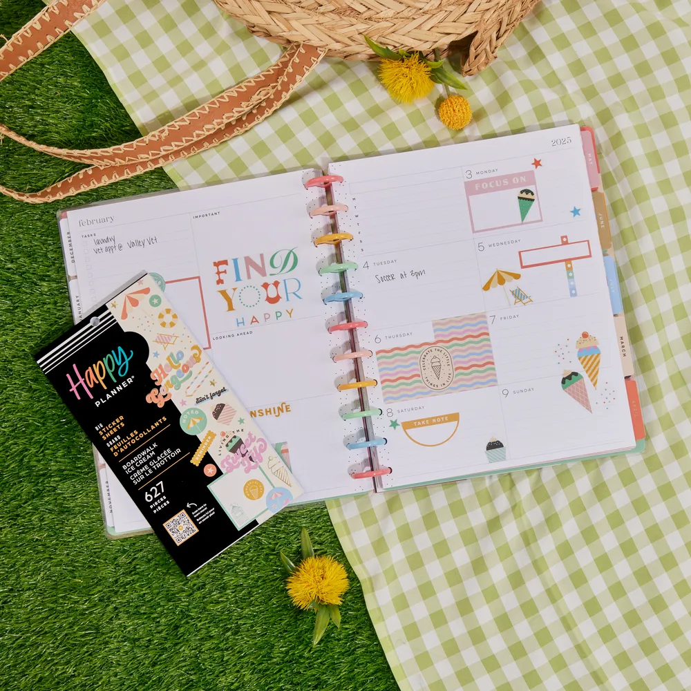 Happy Planner Boardwalk Ice Cream stickers Big 627 été