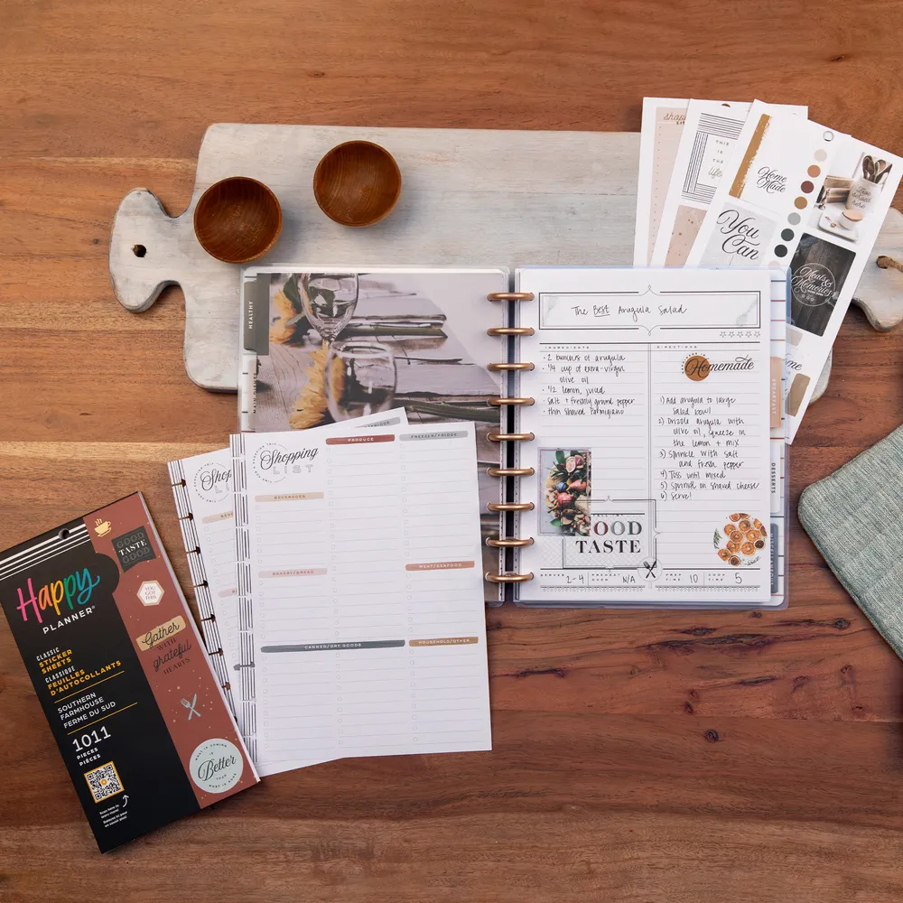 Happy Planner Southern Farmhouse organiseur recettes 162 fiches