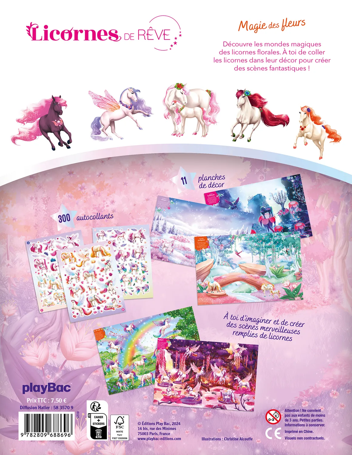 Licornes de rêve Magie des fleurs cahier stickers 300 autocollants