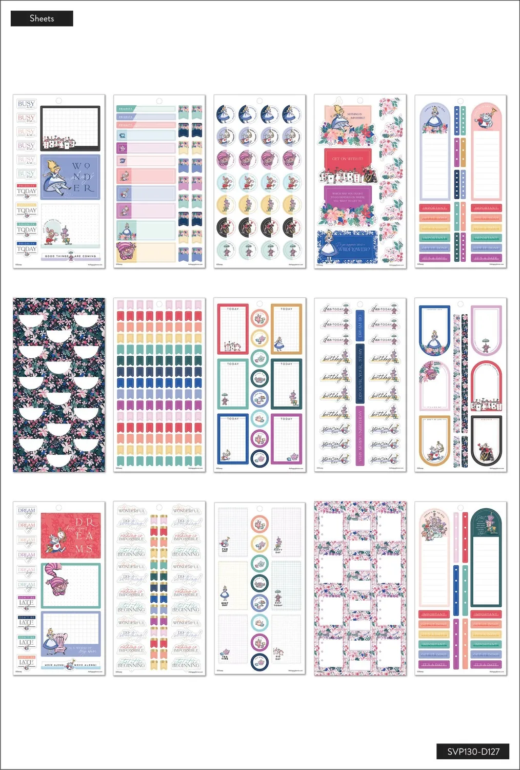 Happy Planner Disney Alice stickers féeriques 629 pièces