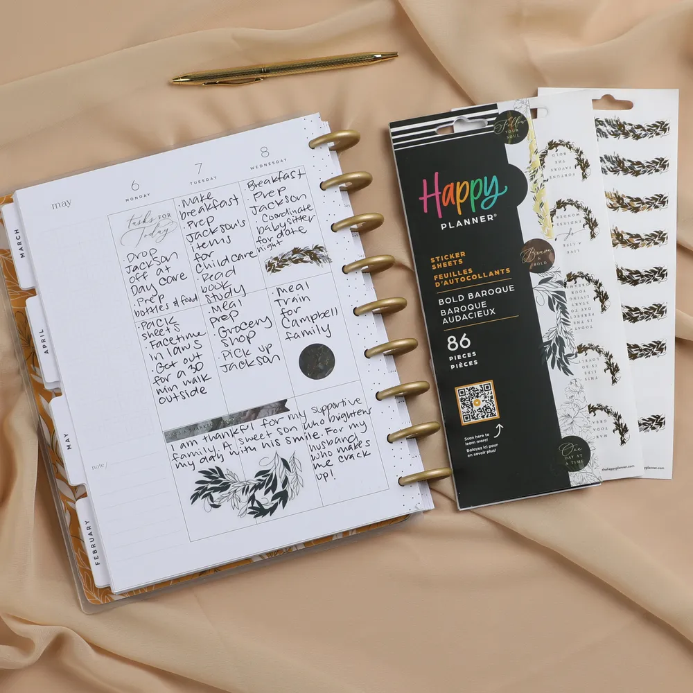 Happy Planner Bold Baroque stickers 8 feuilles 86 pièces