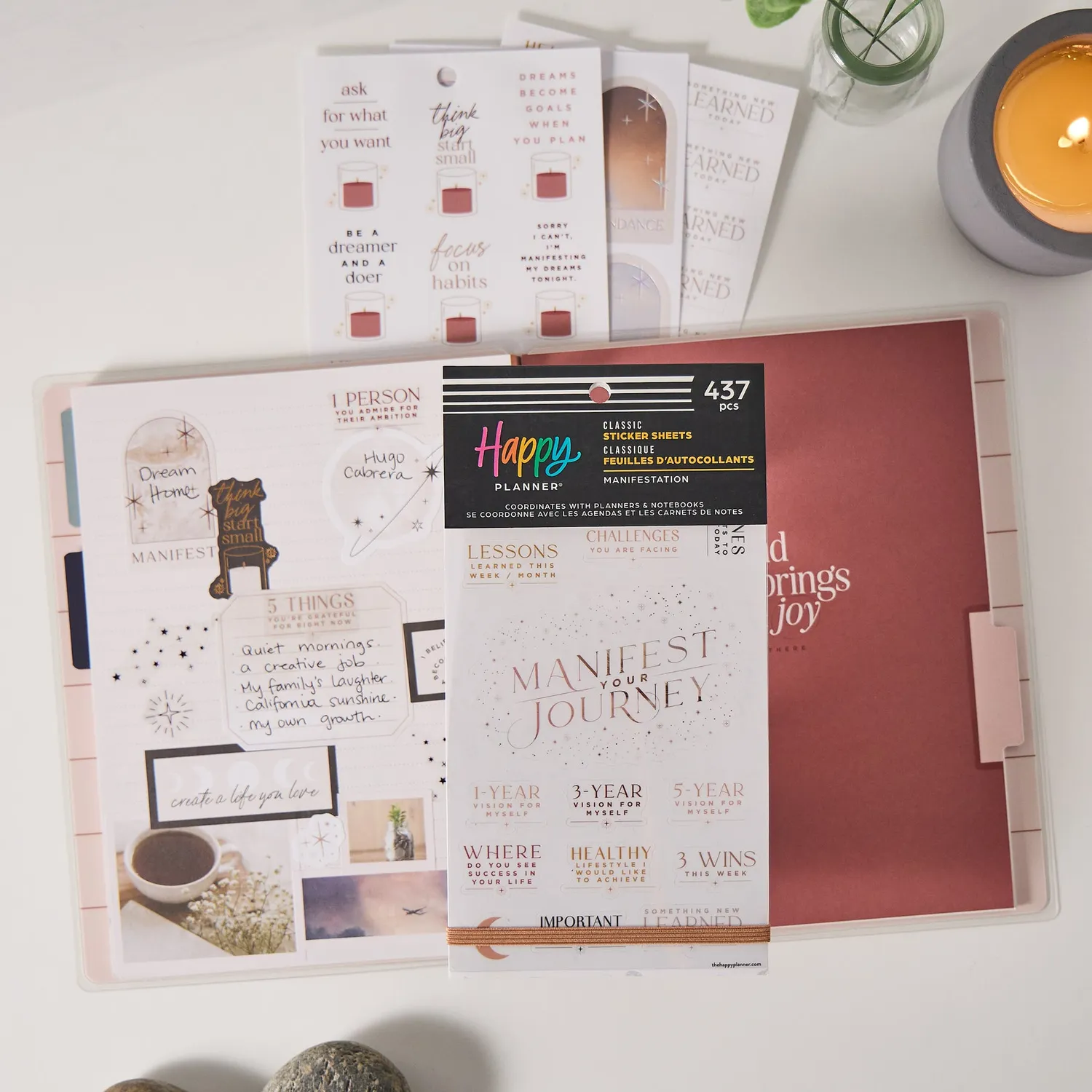 Happy Planner Manifest stickers value pack 30 feuilles neutres