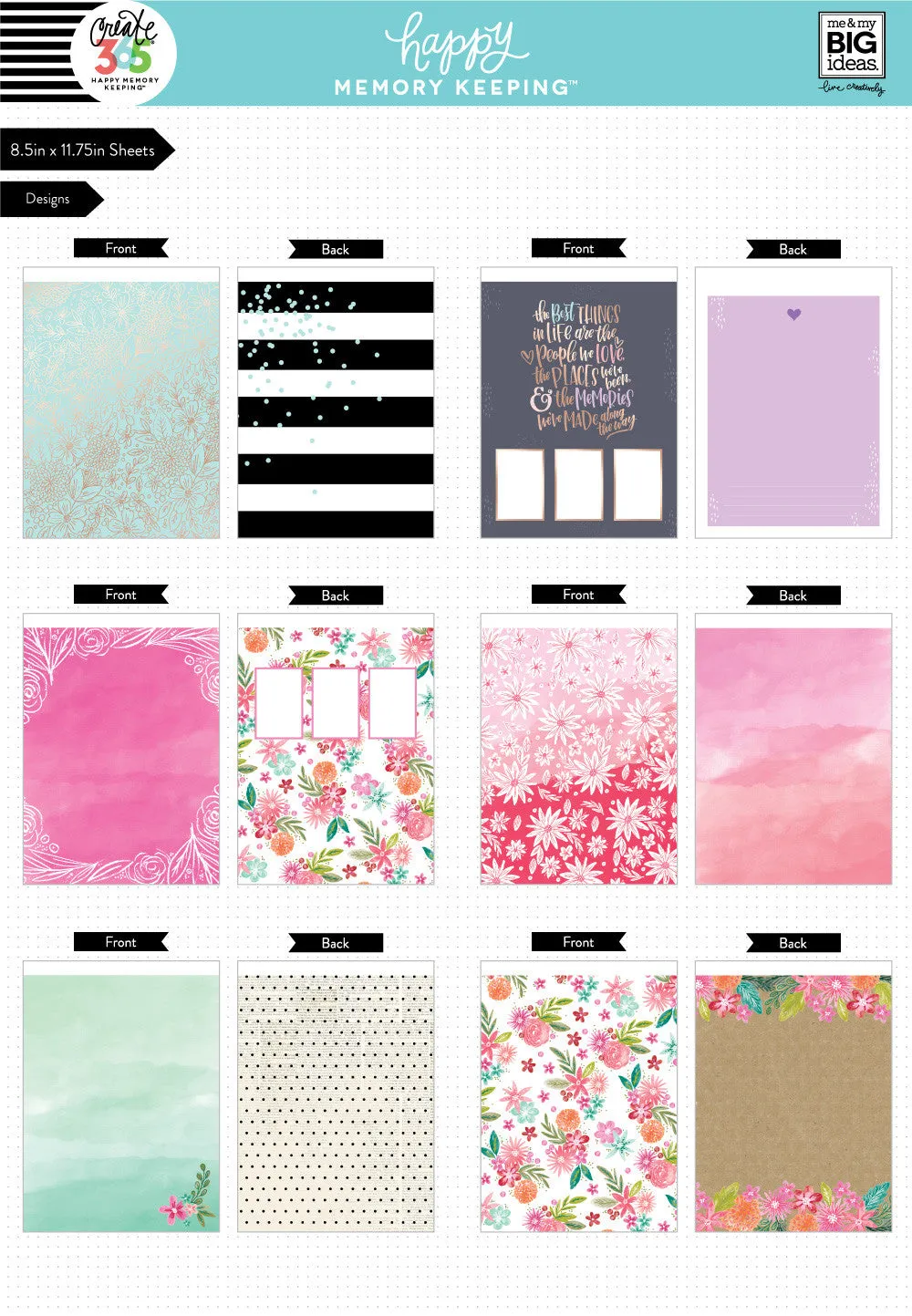Happy Planner Pastels big bloc cardstock pré-percé 24 feuilles