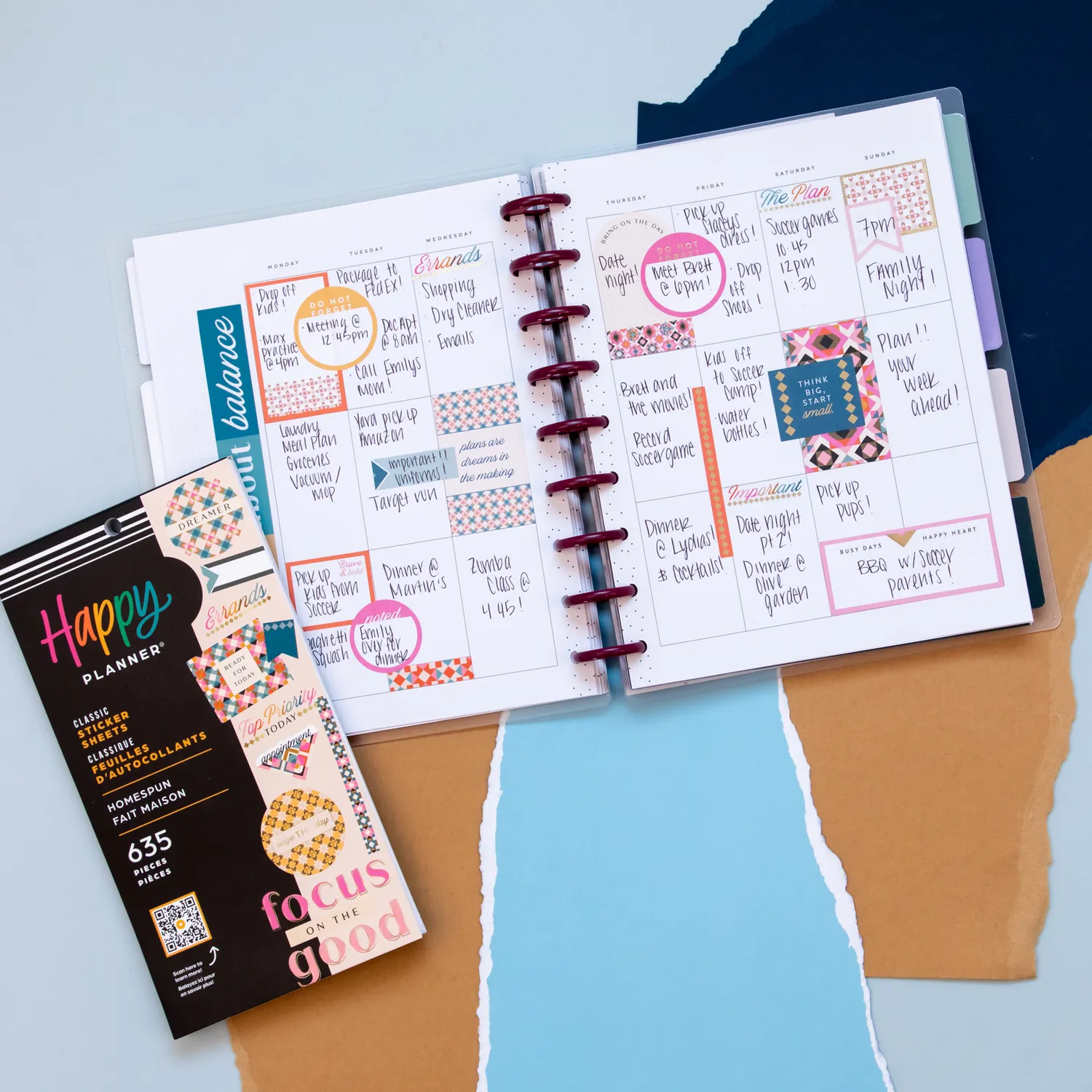 Happy Planner Homespun Value Pack autocollants 635 cosy
