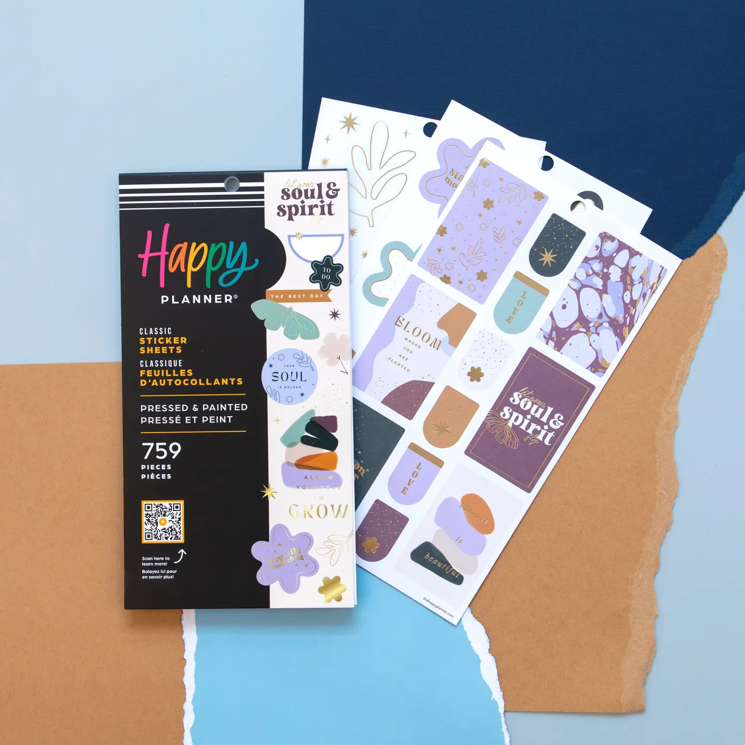 Happy Planner Pressed Painted stickers x759 bleu floral
