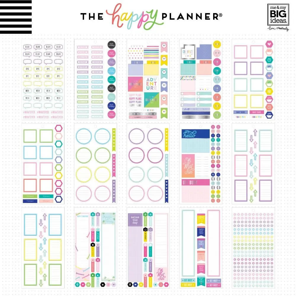 Happy Planner Neon Lights stickers value pack 30 feuilles