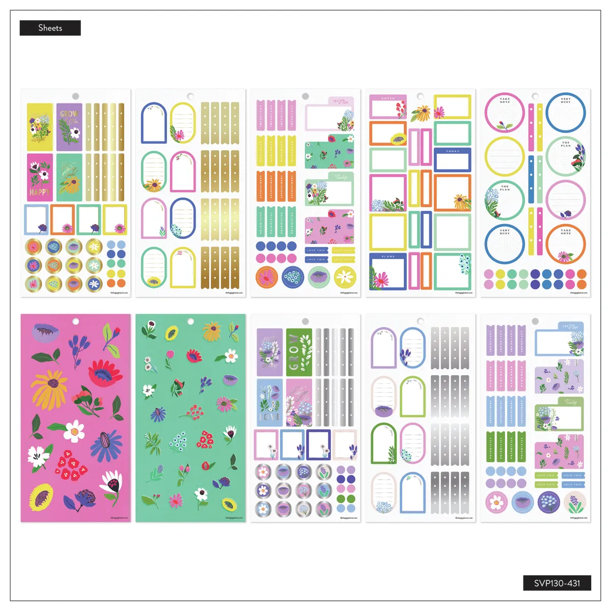 Happy Planner Brilliant Blooms Mini autocollants 811 floral