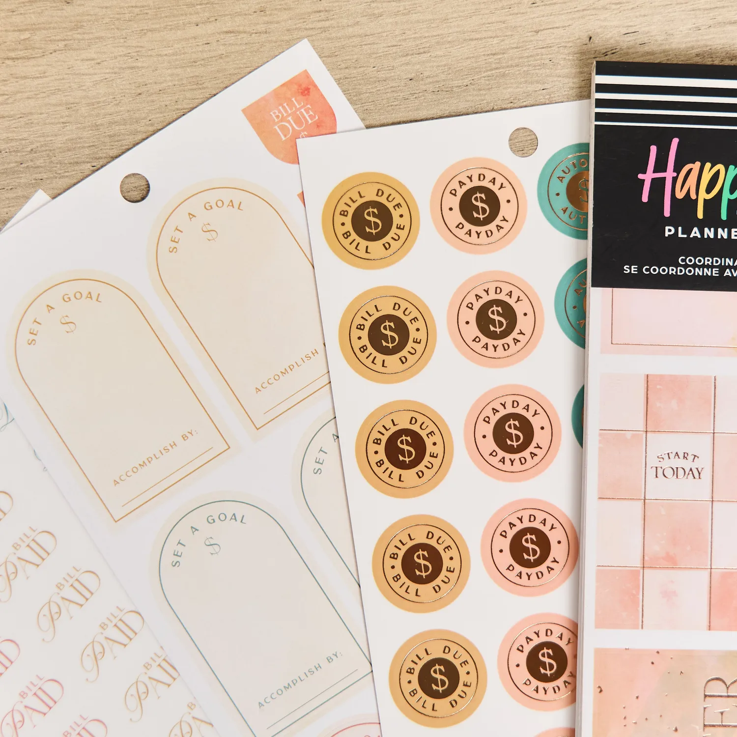 Happy Planner Textured Canvas Budget stickers 1045 autocollants