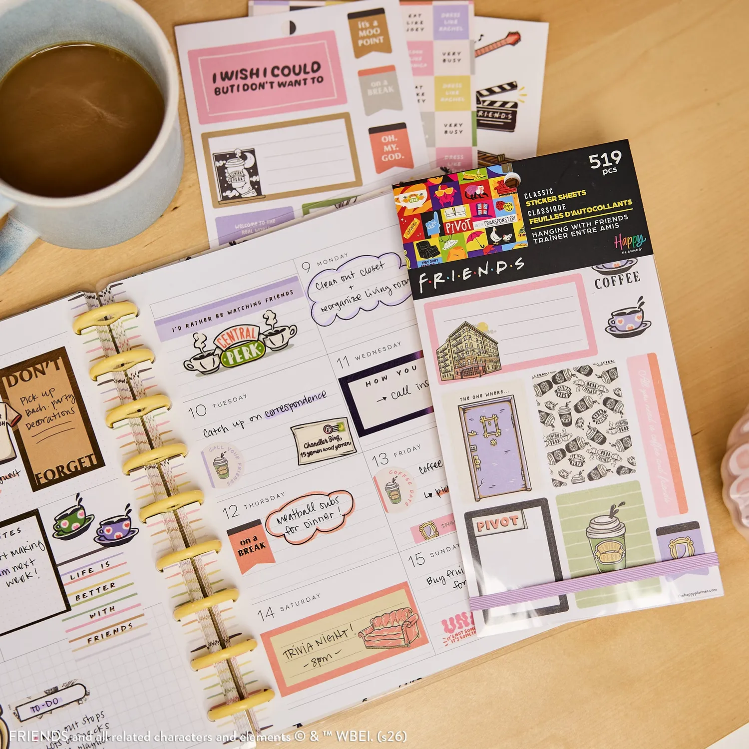 Happy Planner Friends Value Pack stickers 30 feuilles citations